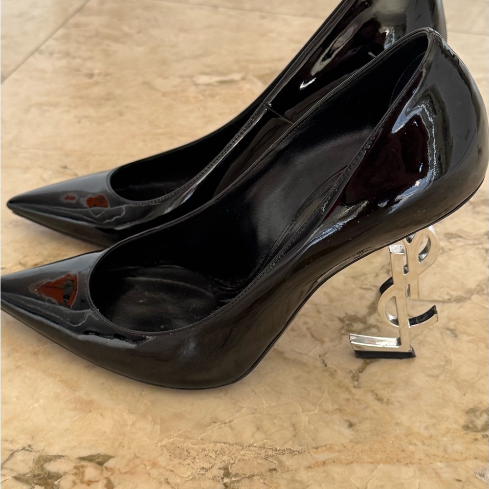 YSL Stylish Black Patent Leather Heels
